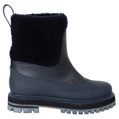 LORO PIANA bleu marine Caissier & caoutchouc 2022 REGENT ANKLE Boots Chaussures 36