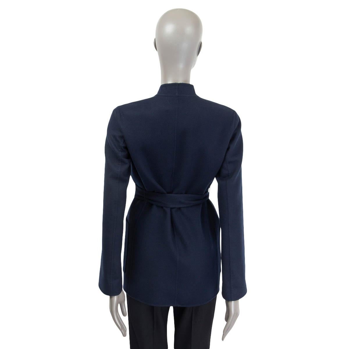 navy belted blazer