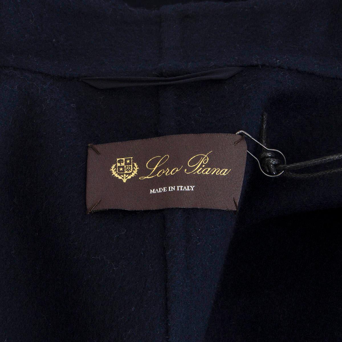 Black LORO PIANA navy blue cashmere BELTED CARDIGAN Jacket 38 XS For Sale