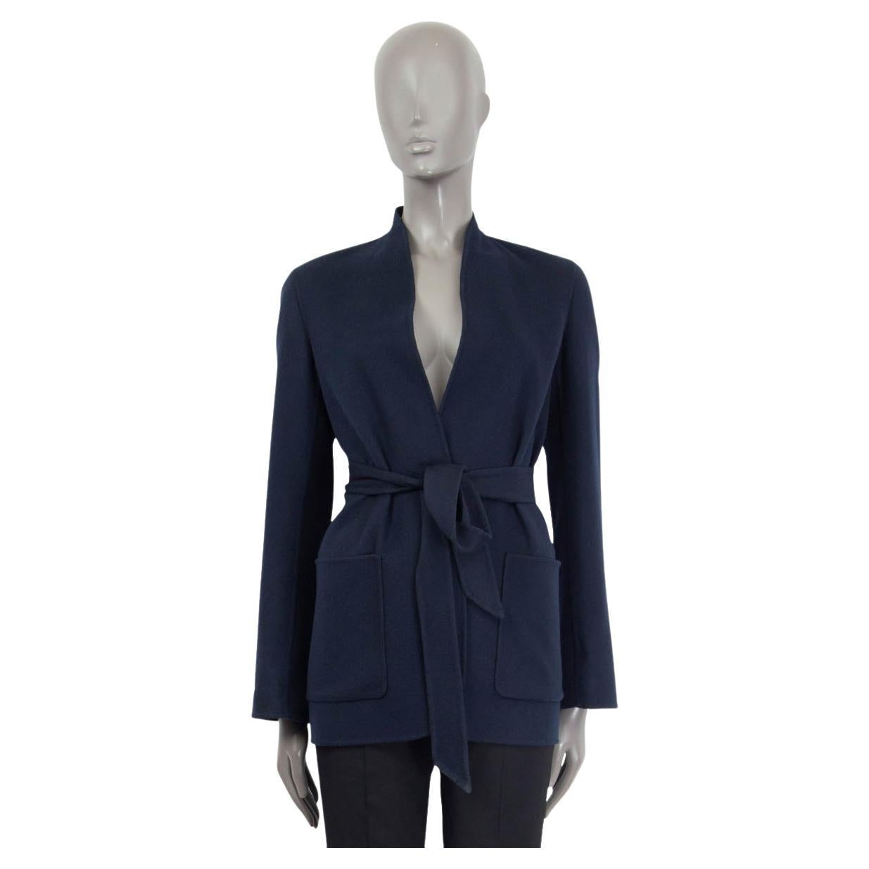 LORO PIANA navy blue cashmere BELTED CARDIGAN Jacket 38 XS For Sale