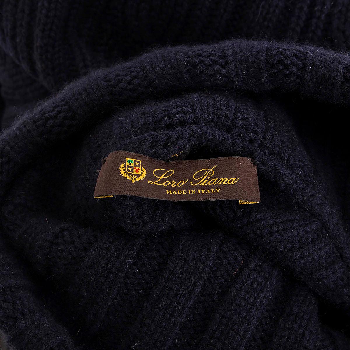 LORO PIANA navy blue cashmere CABLE KNIT TURTLENECK PONCHO Sweater 42 M For Sale 1