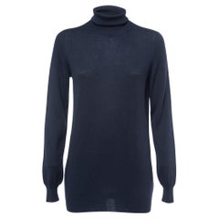 Loro Piana Navy Blue Cashmere Turtleneck Sweater 