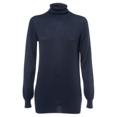 Loro Piana Pull à col roulé en cachemire bleu marine L