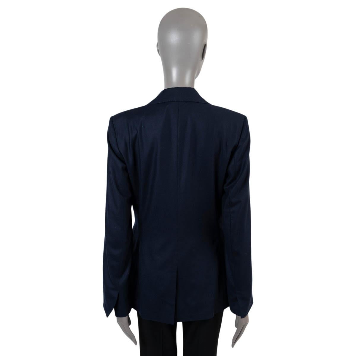 LORO PIANA navy blue cashmere TWO BUTTON Blazer Jacket 46 XL In Excellent Condition For Sale In Zürich, CH