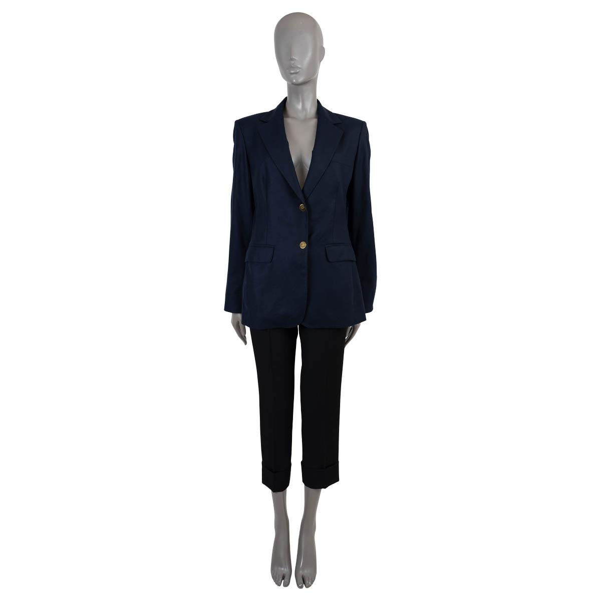Women's LORO PIANA navy blue cashmere TWO BUTTON Blazer Jacket 46 XL For Sale