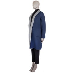 LORO PIANA navy blue & grey cashmere LIGHTWEIGHT SHAWL COLLAR OPEN Coat Jacket M