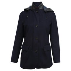 Loro Piana Navy Blue Hooded Cashmere Jacket