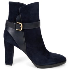 LORO PIANA navy blau Wildleder ANKLE STRAP Stiefel Schuhe 38