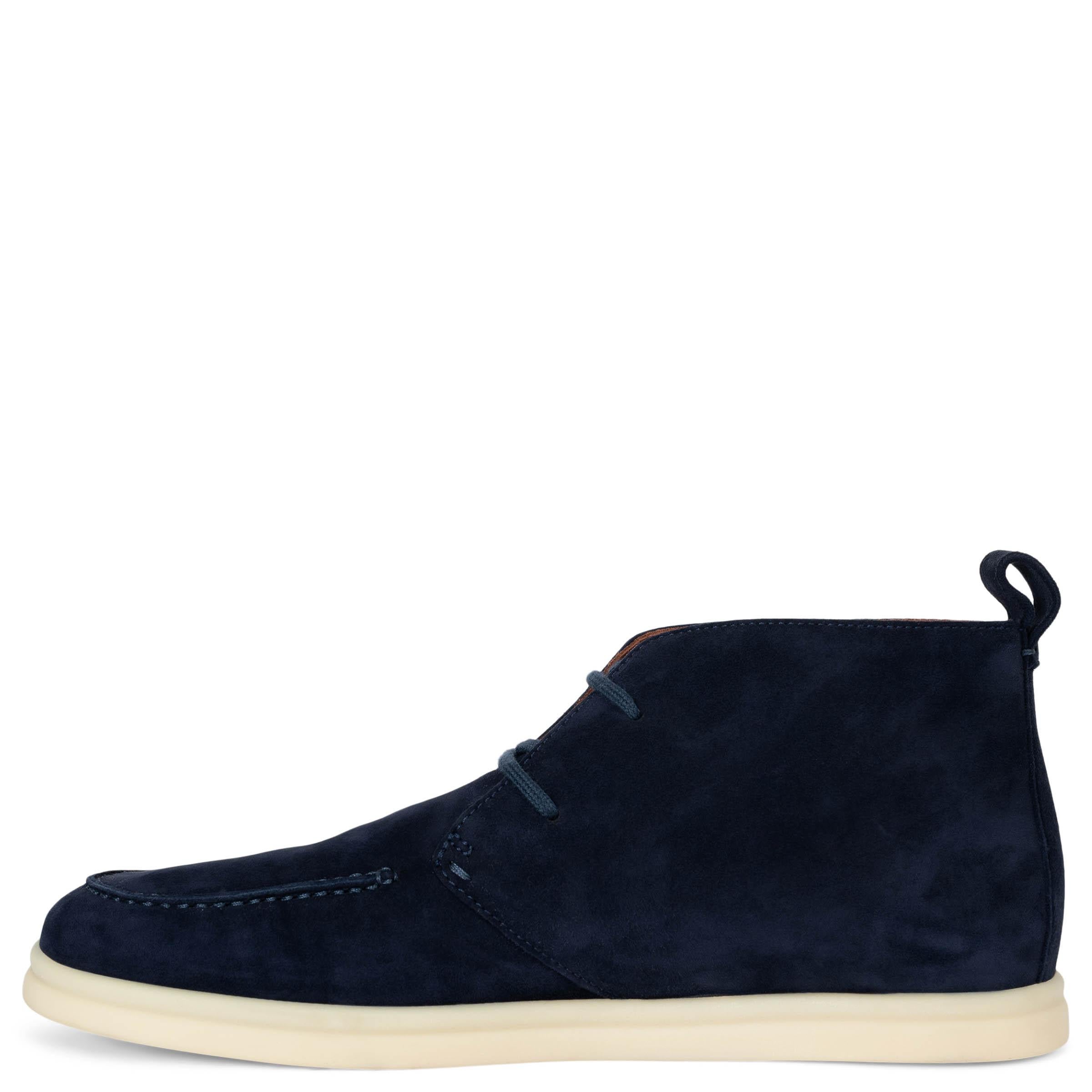 Nero LORO PIANA camoscio blu navy NAMIB WALK Stivaletti Scarpe 39