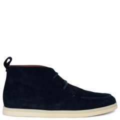 LORO PIANA camoscio blu navy NAMIB WALK Stivaletti Scarpe 39