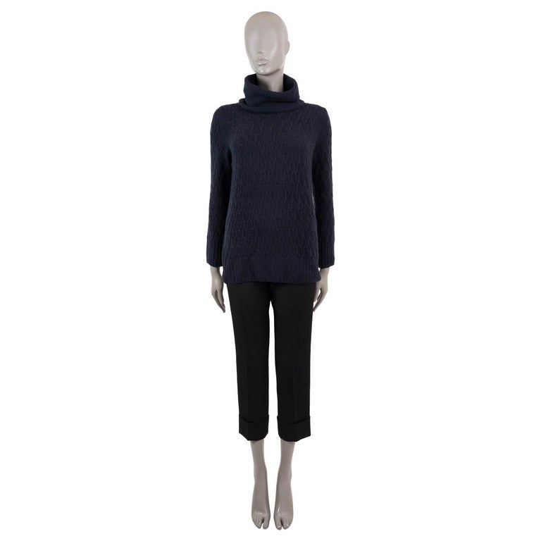 Pull turtleline VICUNA bleu marine LORO PIANA 40 S En vente sur