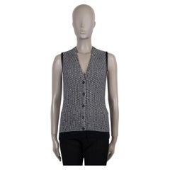 LORO PIANA bleu marine et blanc cachemire CARDIGAN VEST Sweater 44 L