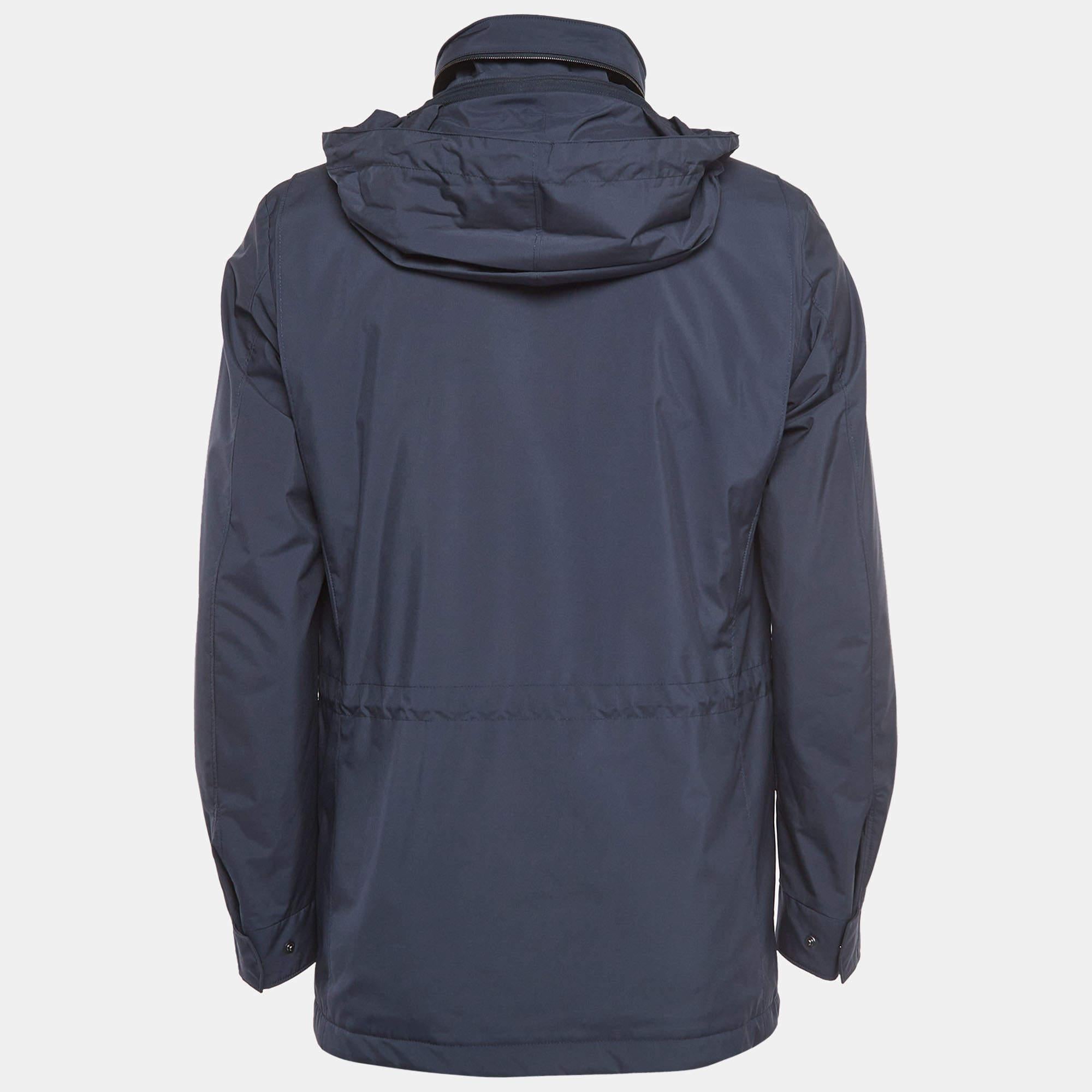 Infuse an extra dose of style into your outfit with this highly fashionable jacket. Tailored from quality materials, it embodies a contemporary vibe and is filled with functional characteristics.

