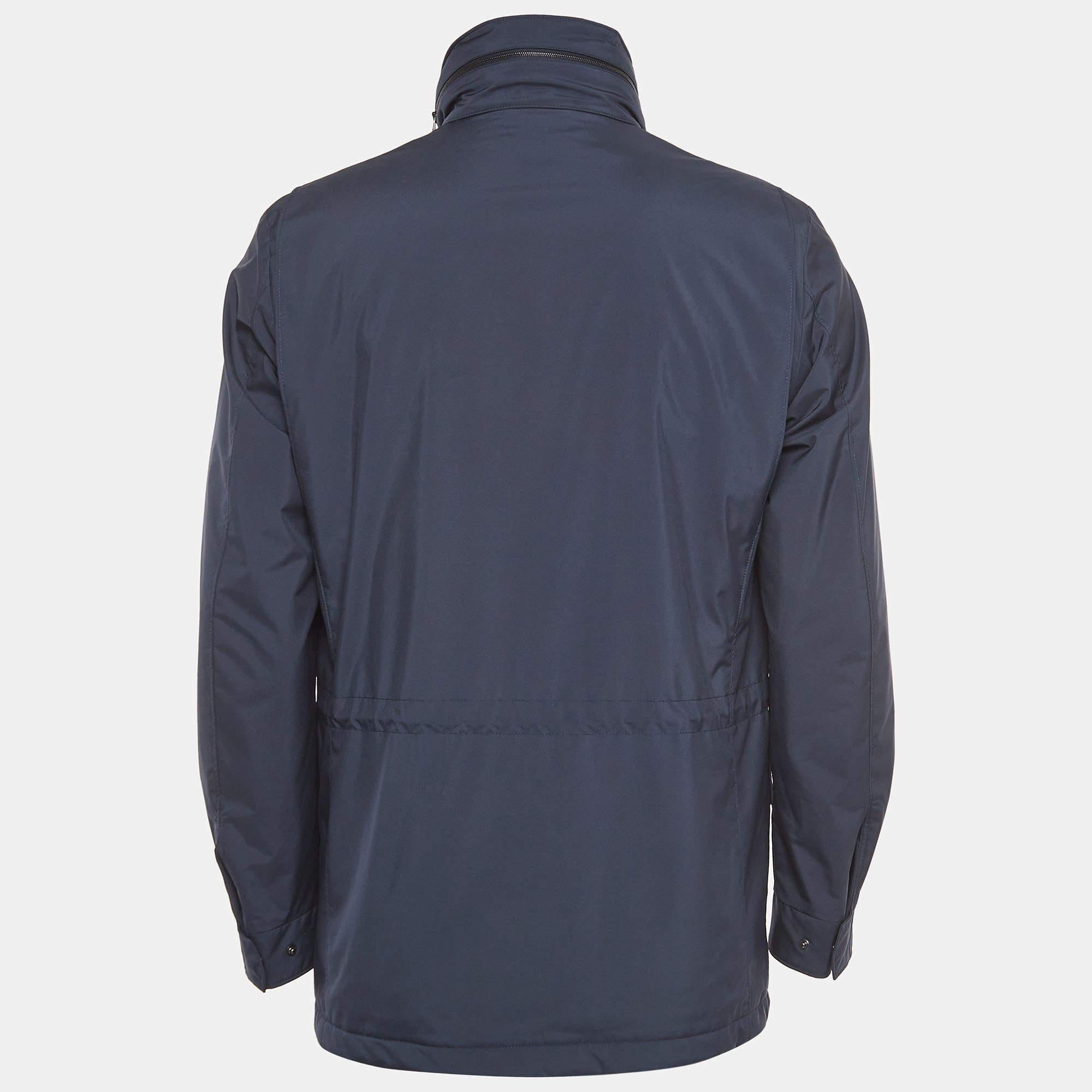 Black Loro Piana Navy Blue Windmate Traveller Bomber Jacket S
