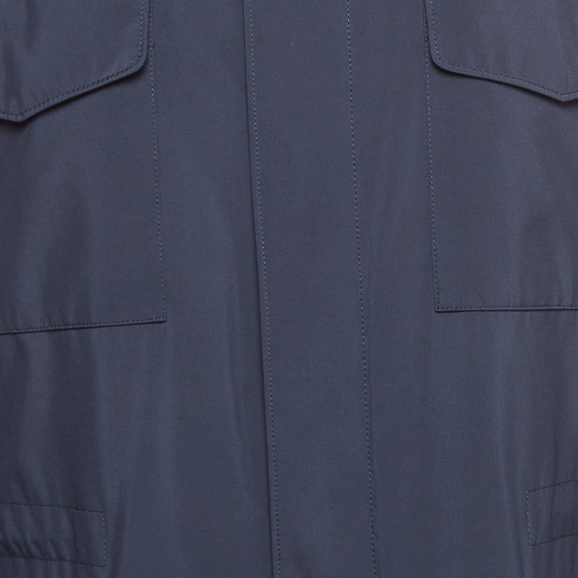 Loro Piana Navy Blue Windmate Traveller Bomber Jacket S In Excellent Condition In Dubai, Al Qouz 2