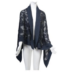 Loro Piana Navy Burn-out Shawl