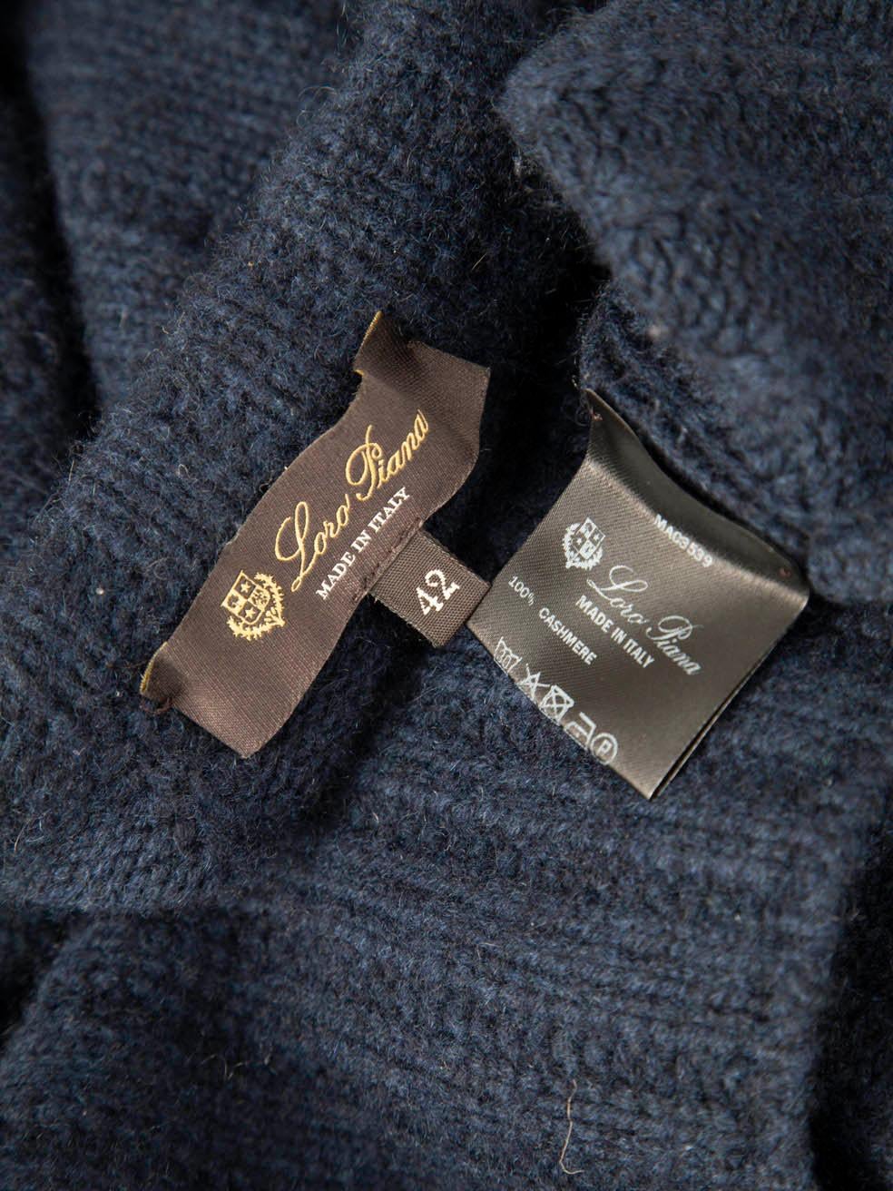 Loro Piana Navy Cashmere Knitted Jumper Size M 3