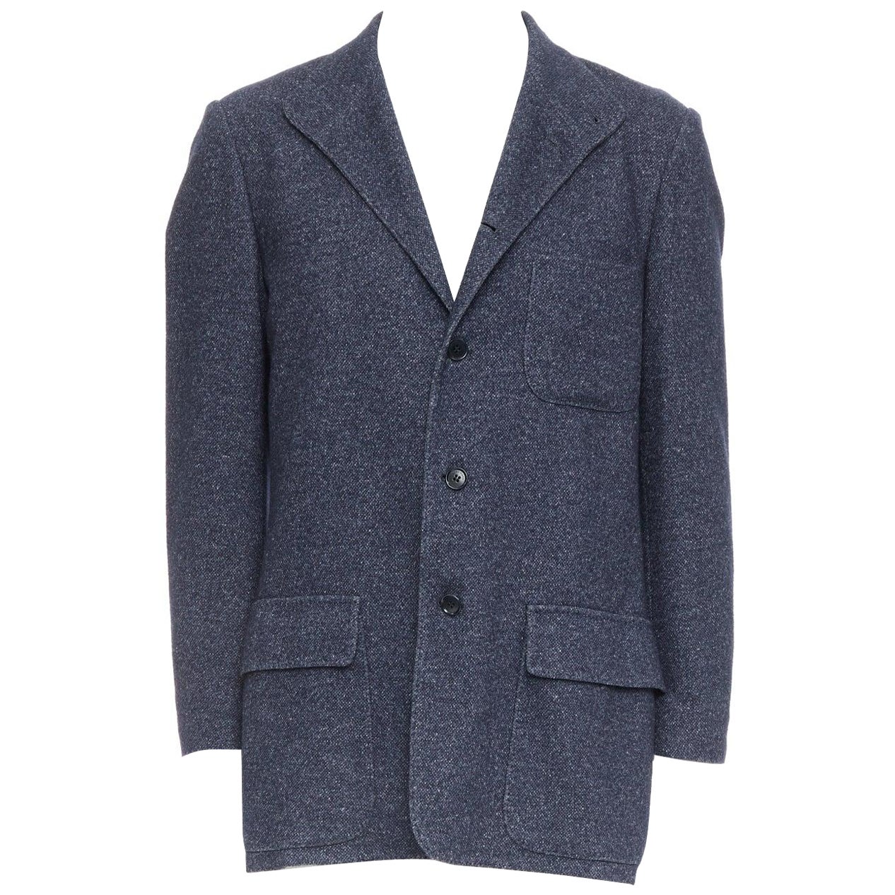 LORO PIANA navy cashmere linen unstructured sport coat blazer IT52 XL