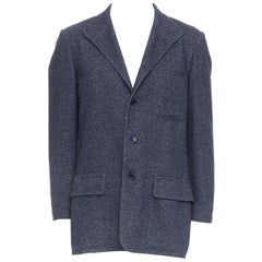 LORO PIANA navy cashmere linen unstructured sport coat blazer IT52 XL