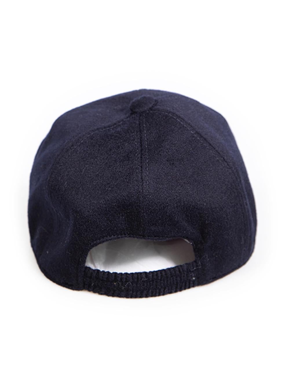 Black Loro Piana Navy Cashmere Logo Embroidered Cap