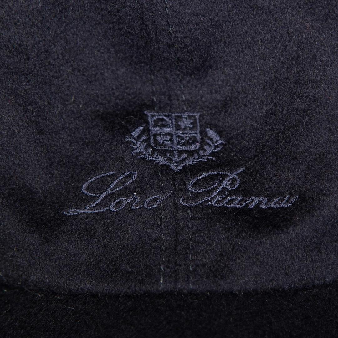 Women's Loro Piana Navy Cashmere Logo Embroidered Cap