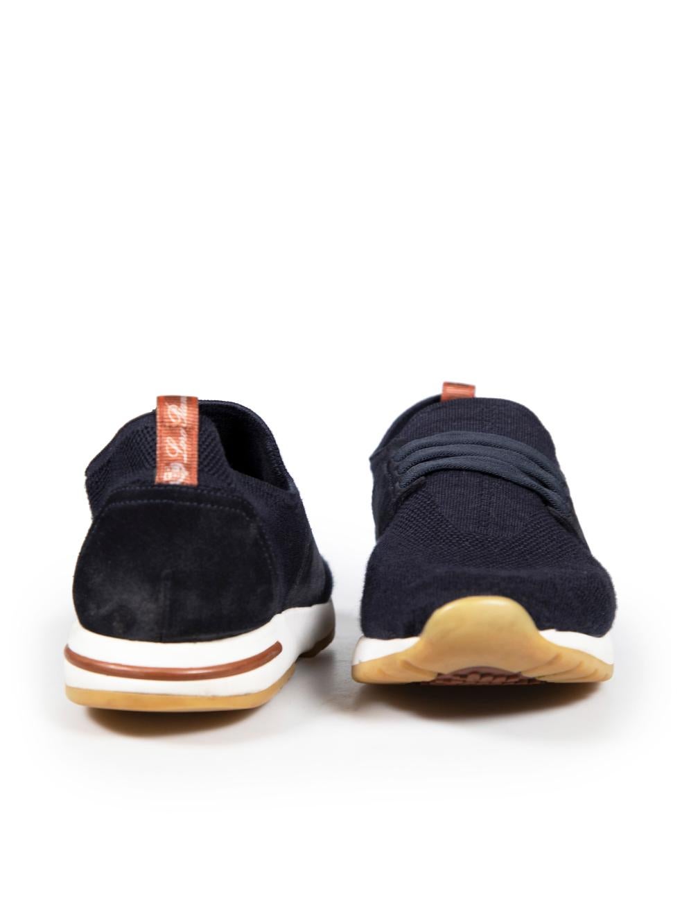 Loro Piana Navy Knit 360 LP Flexy Walk Trainers Size IT 40 In Good Condition For Sale In London, GB
