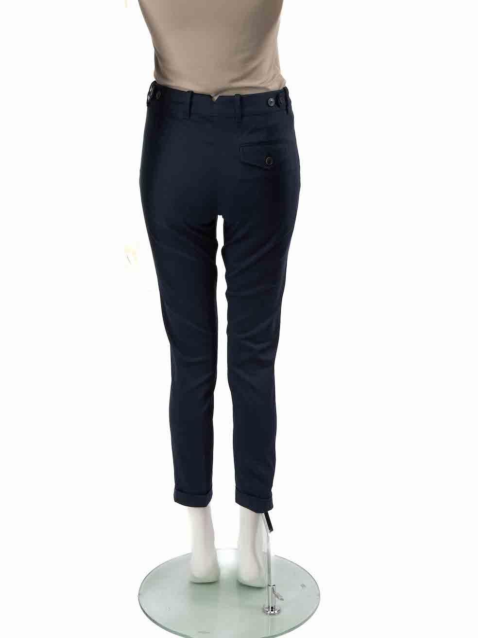 Loro Piana, pantalon ajusté taille basse bleu marine, taille XXS Bon état - En vente à London, GB