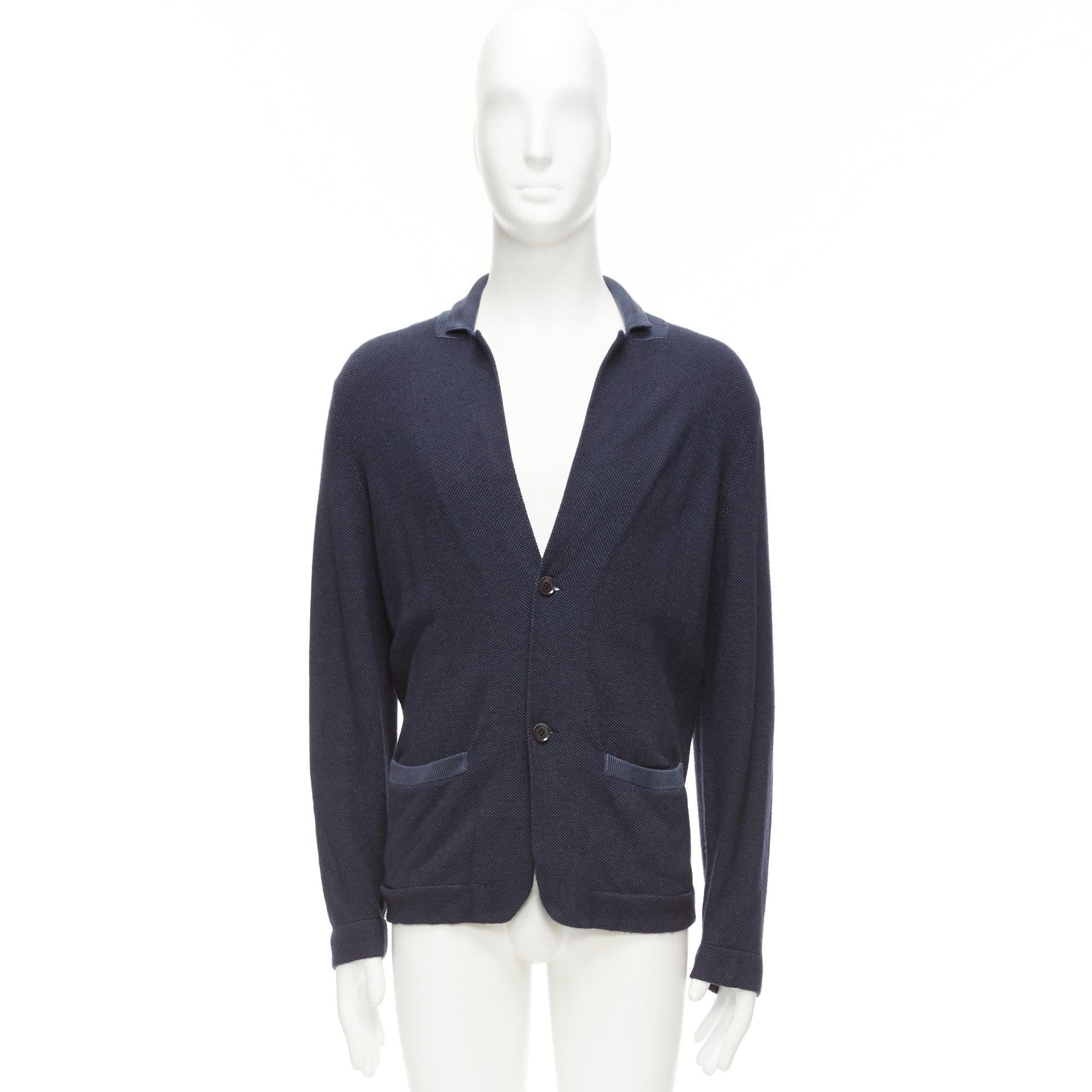 LORO PIANA navy silk cashmere buttoned drop sleeves knit cardigan IT48 M For Sale 5
