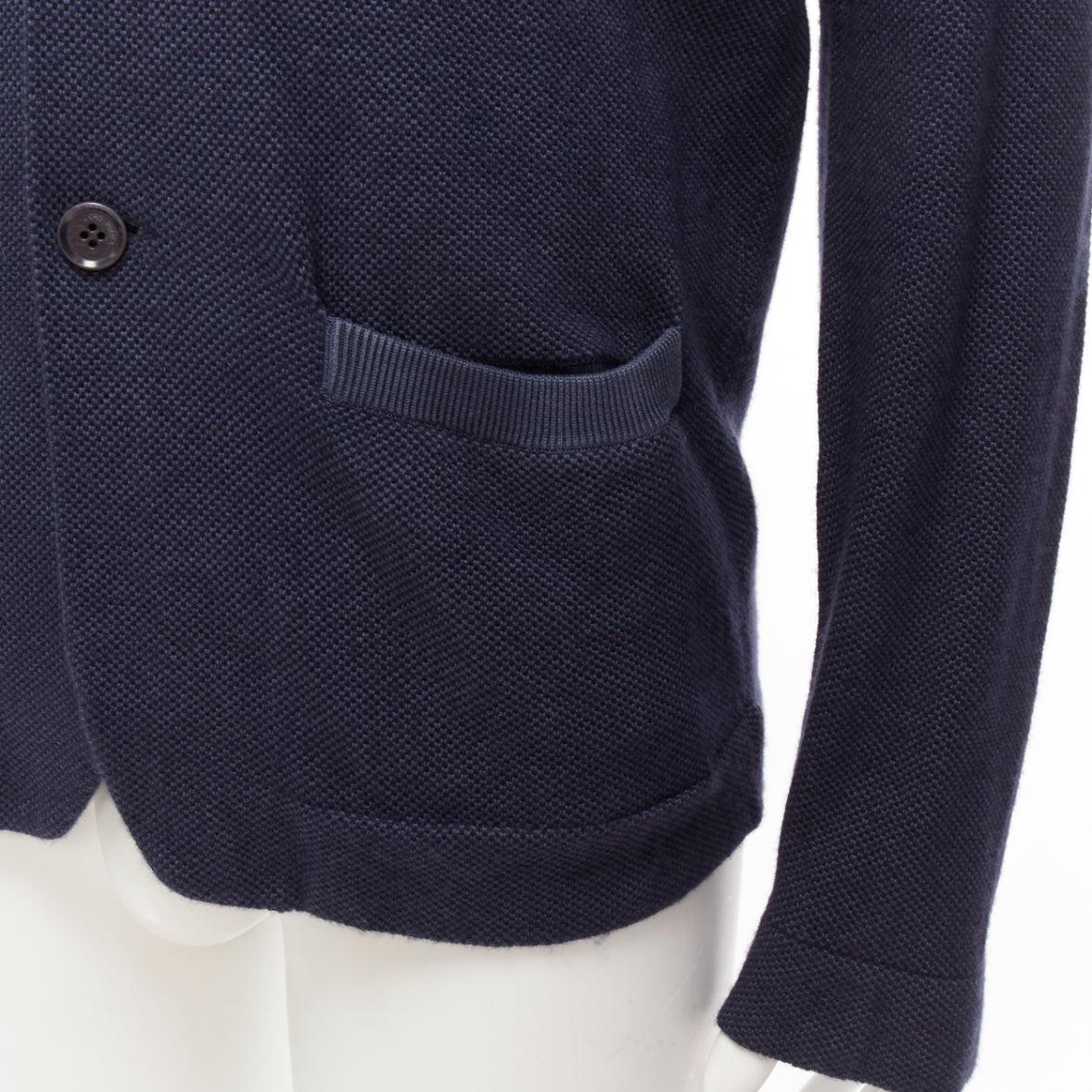 LORO PIANA navy silk cashmere buttoned drop sleeves knit cardigan IT48 M
Reference: YIKK/A00029
Brand: Loro Piana
Material: Silk, Cashmere
Color: Blue
Pattern: Solid
Closure: Button
Made in: Italy

CONDITION:
Condition: Very good, this item was