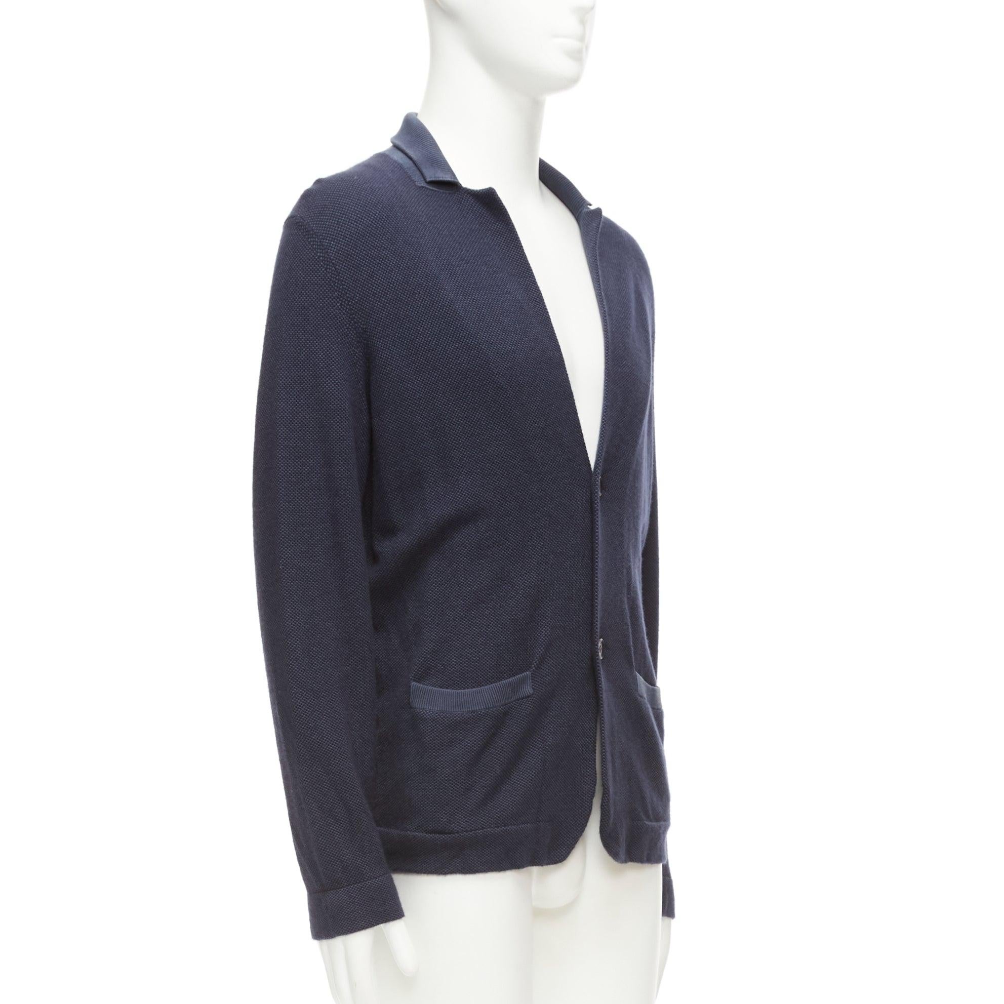 LORO PIANA navy silk cashmere buttoned drop sleeves knit cardigan IT48 M In Good Condition For Sale In Hong Kong, NT