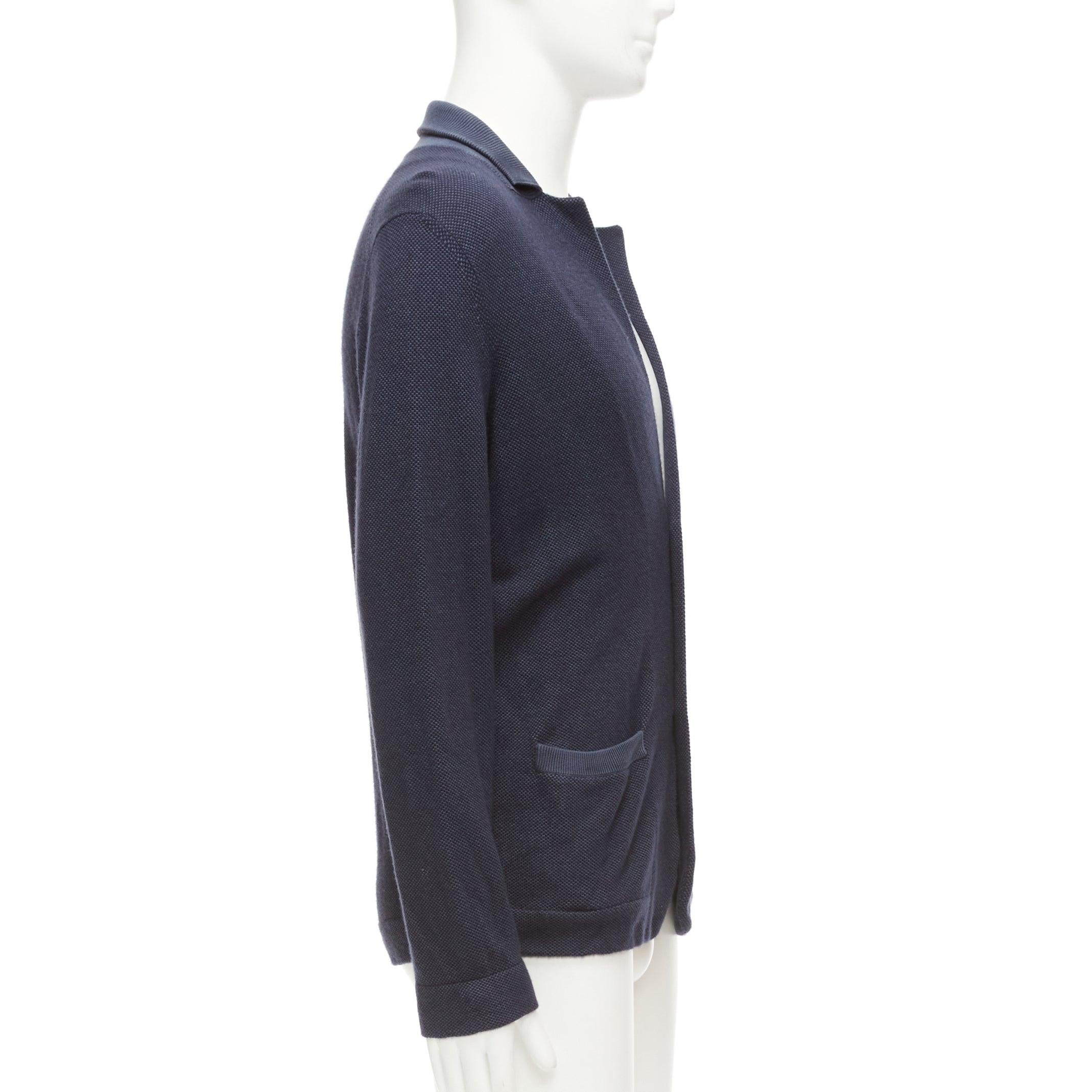 Men's LORO PIANA navy silk cashmere buttoned drop sleeves knit cardigan IT48 M For Sale