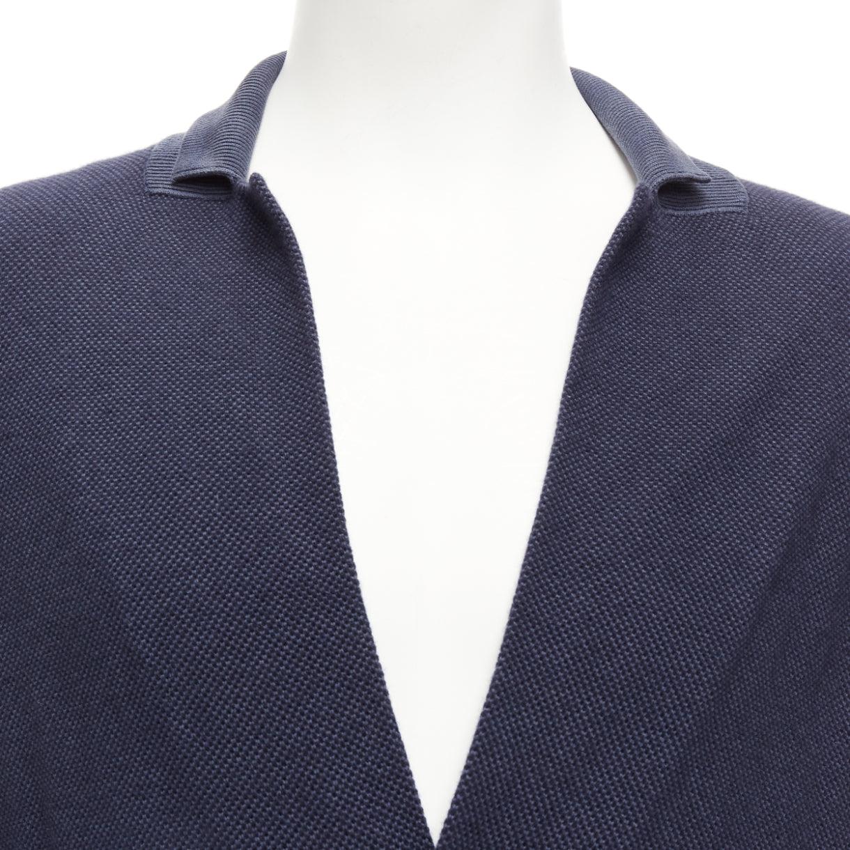 LORO PIANA navy silk cashmere buttoned drop sleeves knit cardigan IT48 M For Sale 3