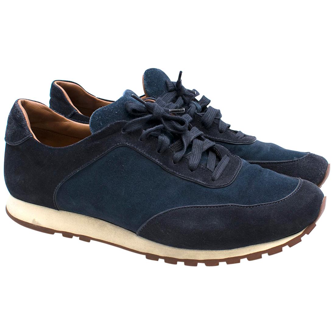 Loro Piana Navy Weekend Walk Suede Sneakers 44