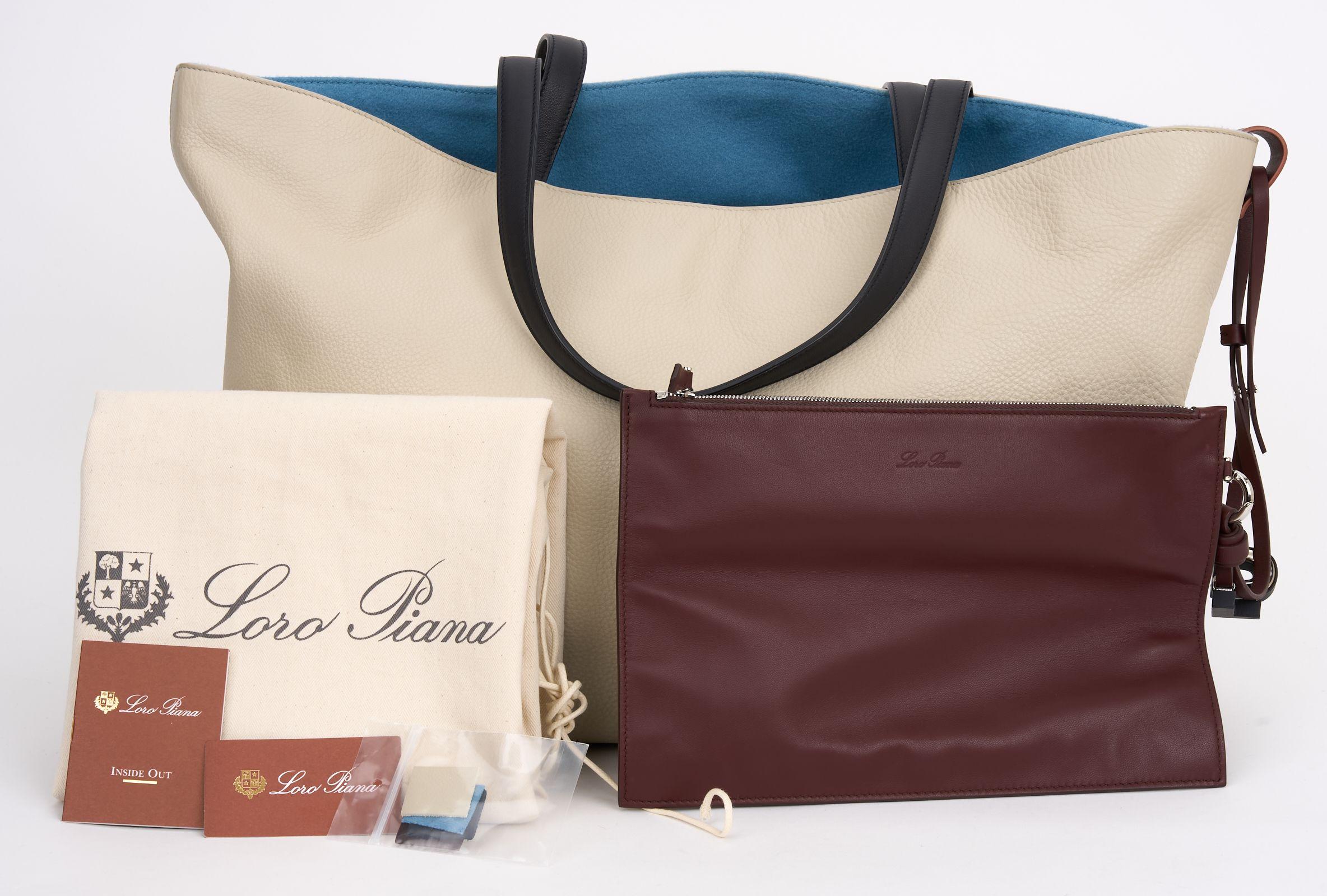 Loro Piana New Tote in pelle e cashmere in vendita 5