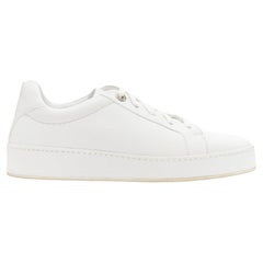 LORO PIANA Nuages white soft leather silver logo eyelet minimal low top sneakers