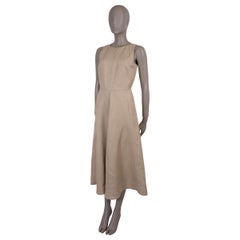 LORO PIANA oatmeal beige linen MIDI Dress 40 S