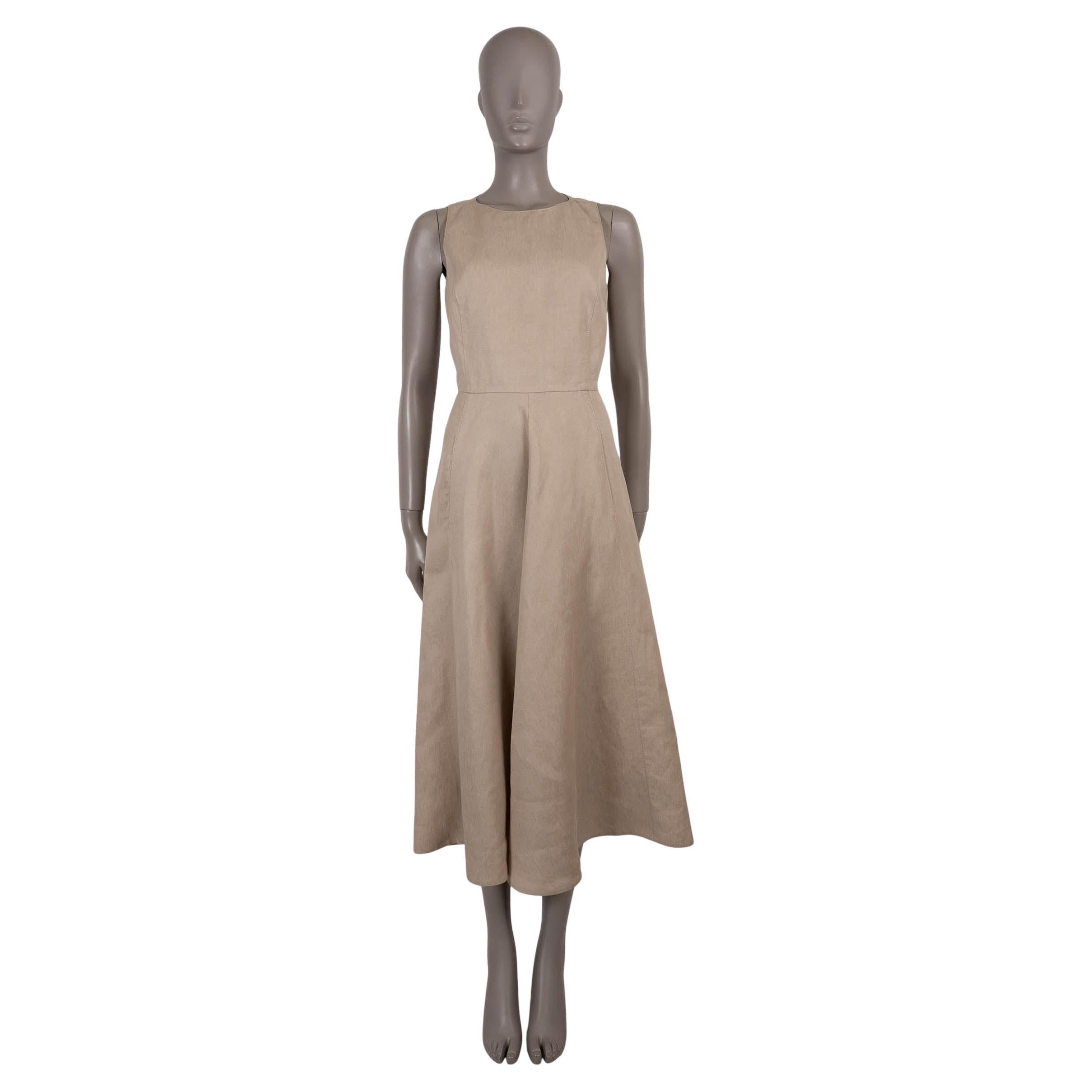 LORO PIANA robe MIDI en lin beige avoine 40 S