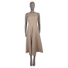 LORO PIANA robe MIDI en lin beige avoine 40 S