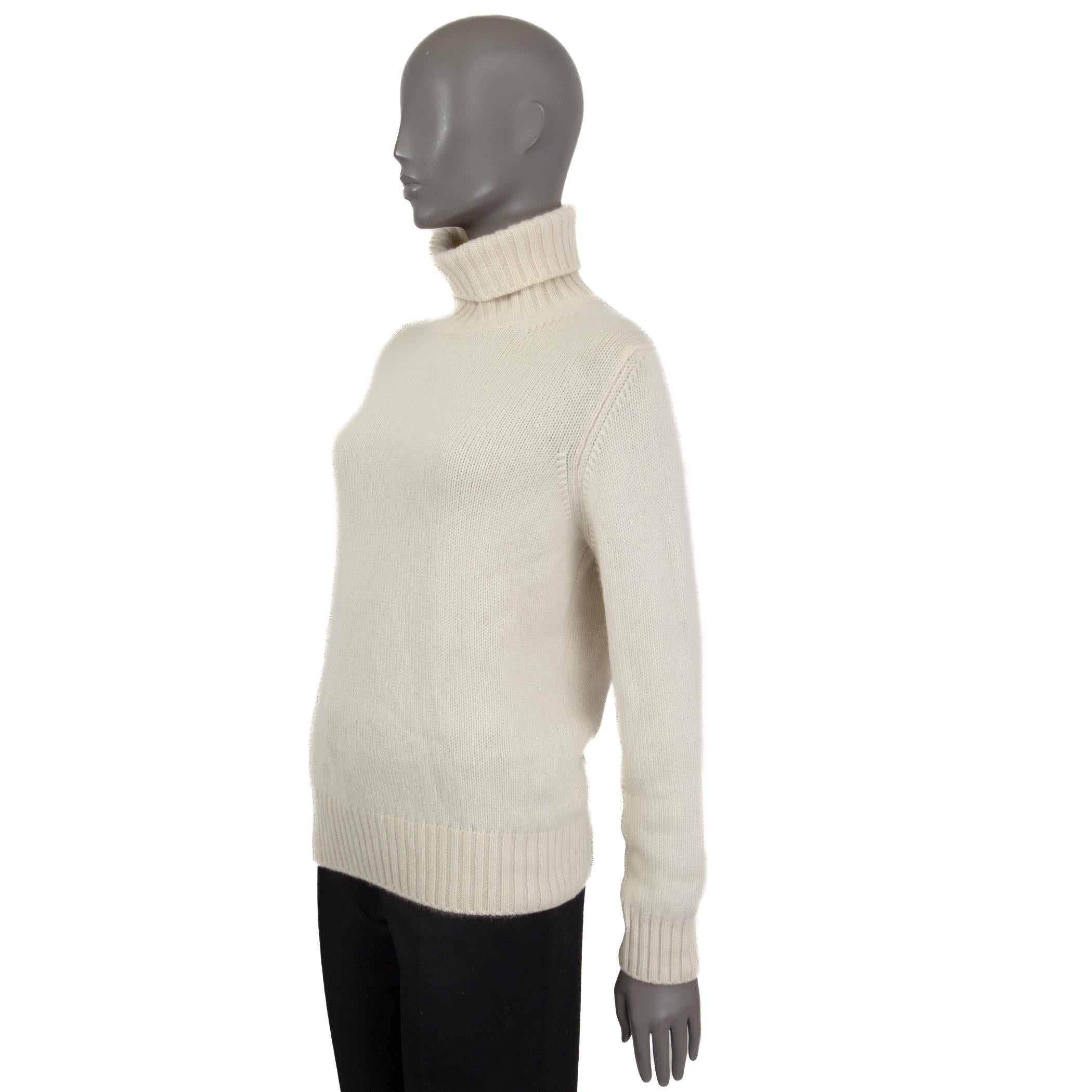 Gray LORO PIANA  off-white cashmere Turtleneck Sweater 46 XL