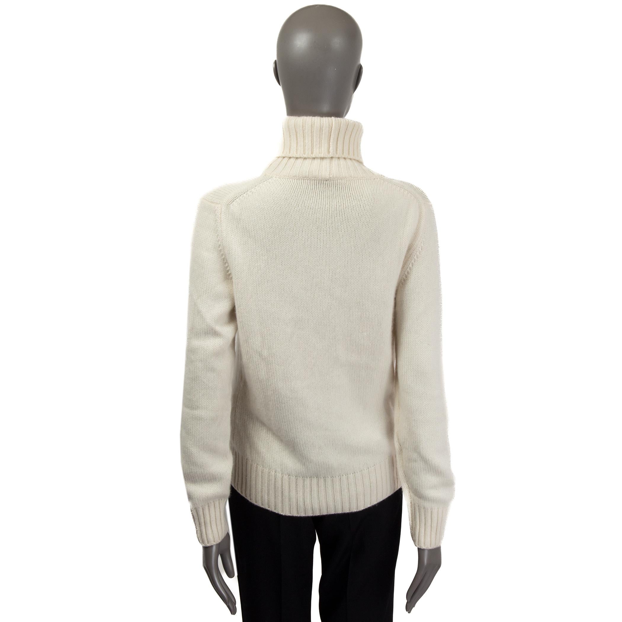 LORO PIANA  off-white cashmere Turtleneck Sweater 46 XL In Excellent Condition In Zürich, CH
