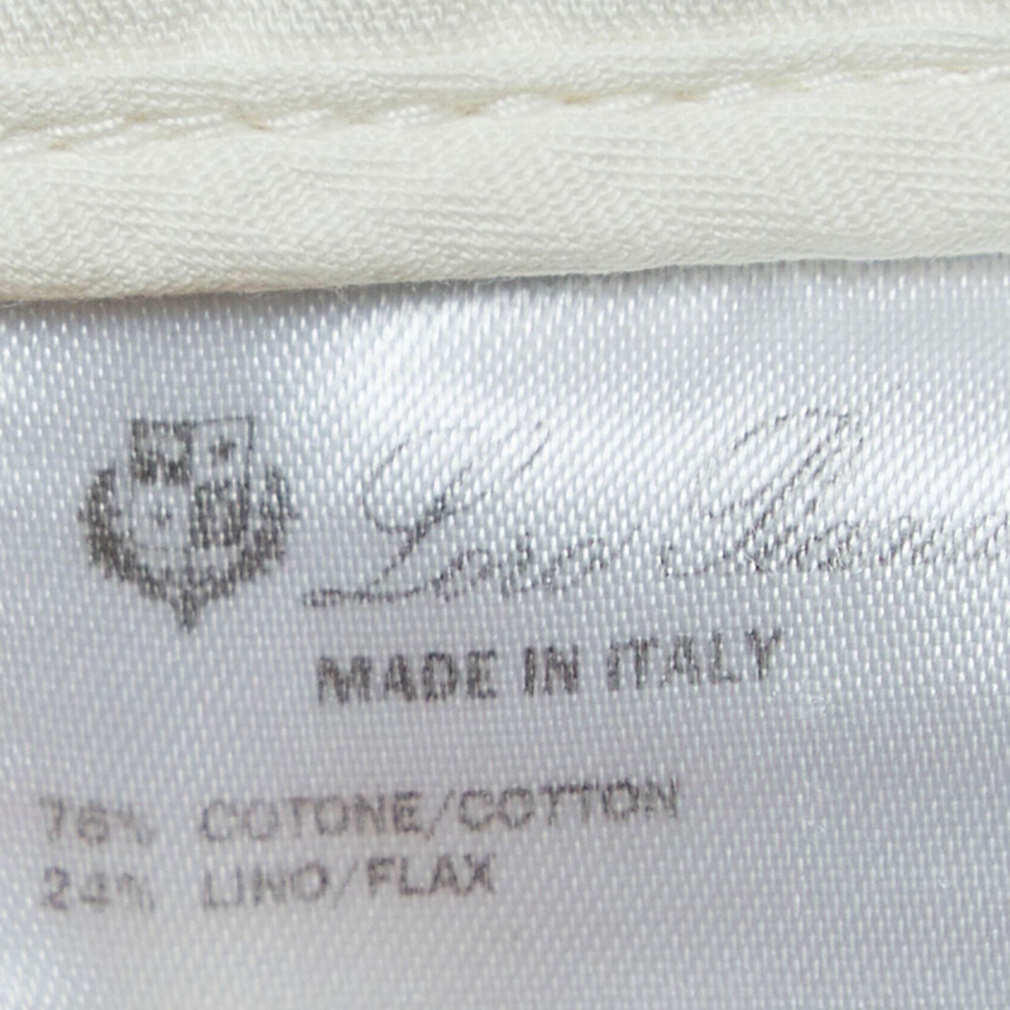 Loro Piana Off White Linen Blend Drawstring Trousers L In Good Condition For Sale In Dubai, Al Qouz 2