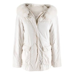 Loro Piana Off White Reversible Jacket with Fur Hood SIZE 38