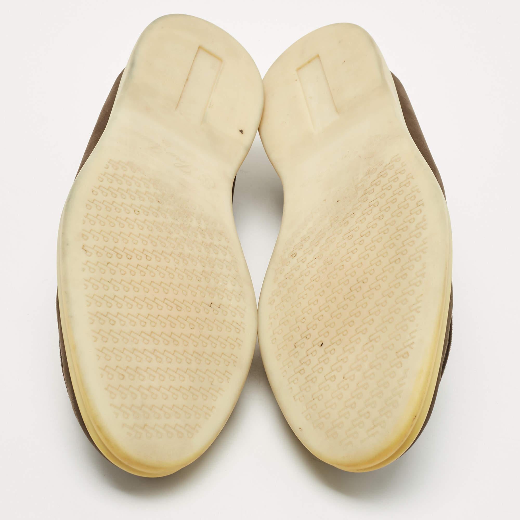 Loro Piana Olive Green Nubuck Leather Summer Walk Slip On Loafers Size 43 3