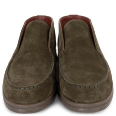 LORO PIANA olive green suede OPEN WALK ANKLE Boots Shoes 37