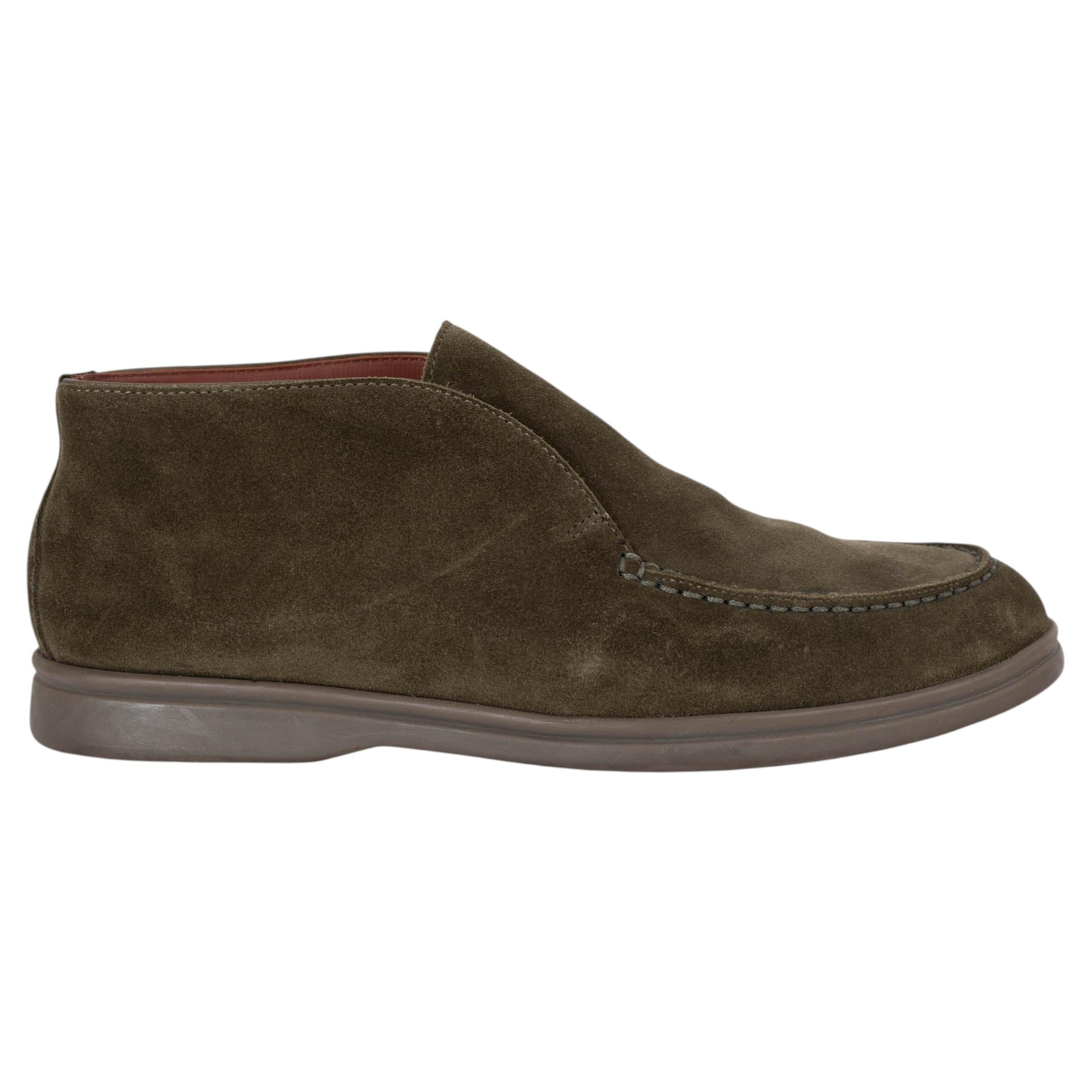 LORO PIANA vert olive daim OPEN WALK ANKLE Boots Chaussures 37 en vente