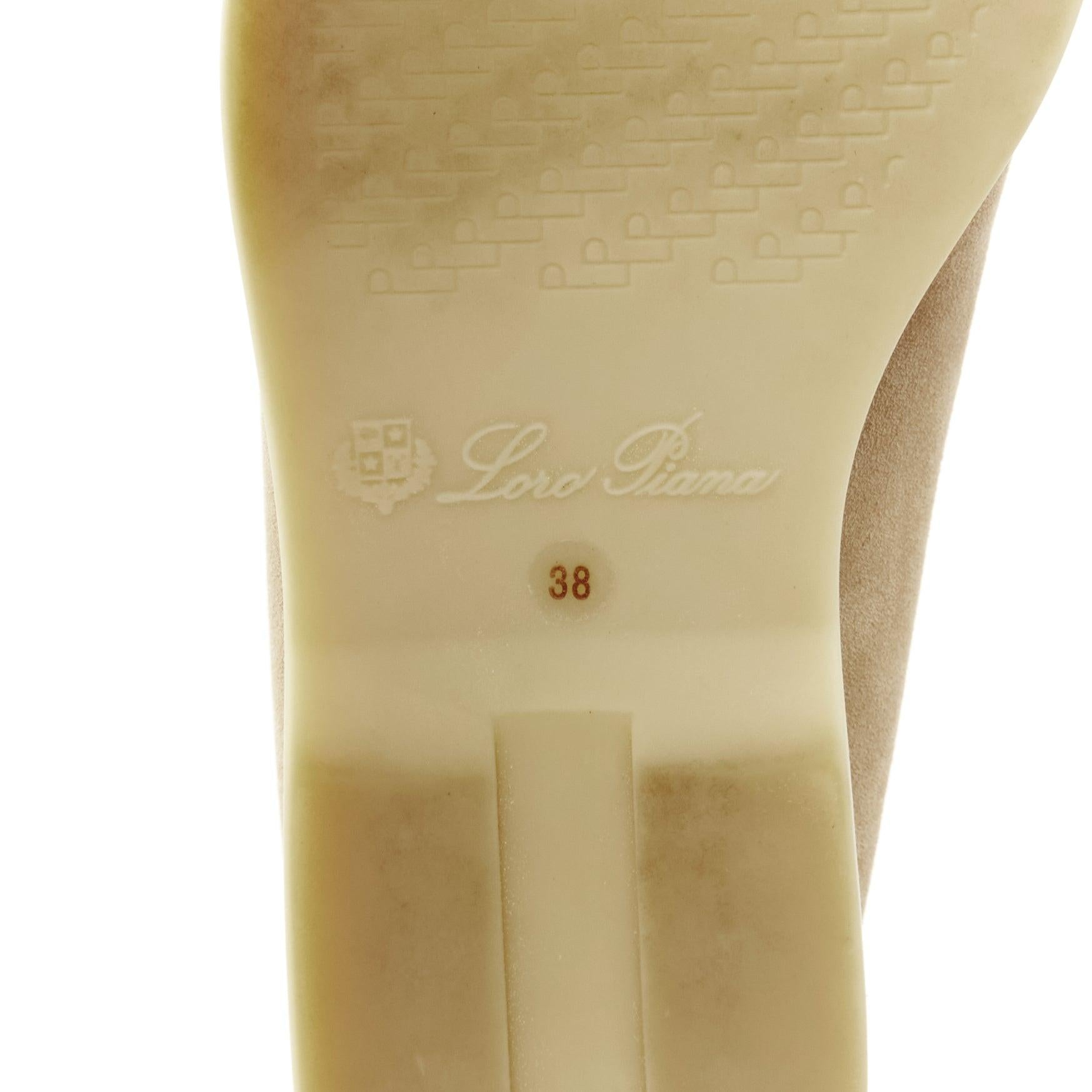 LORO PIANA Open Walk Sandstone beige suede leather mid loafers EU38 6
