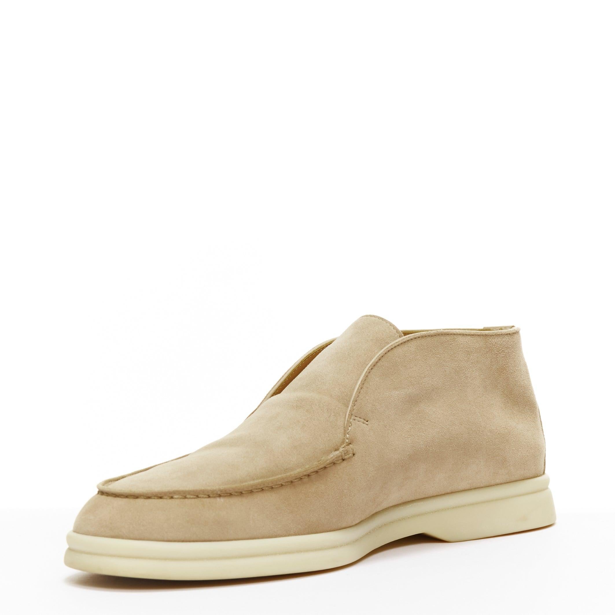 Women's LORO PIANA Open Walk Sandstone beige suede leather mid loafers EU38