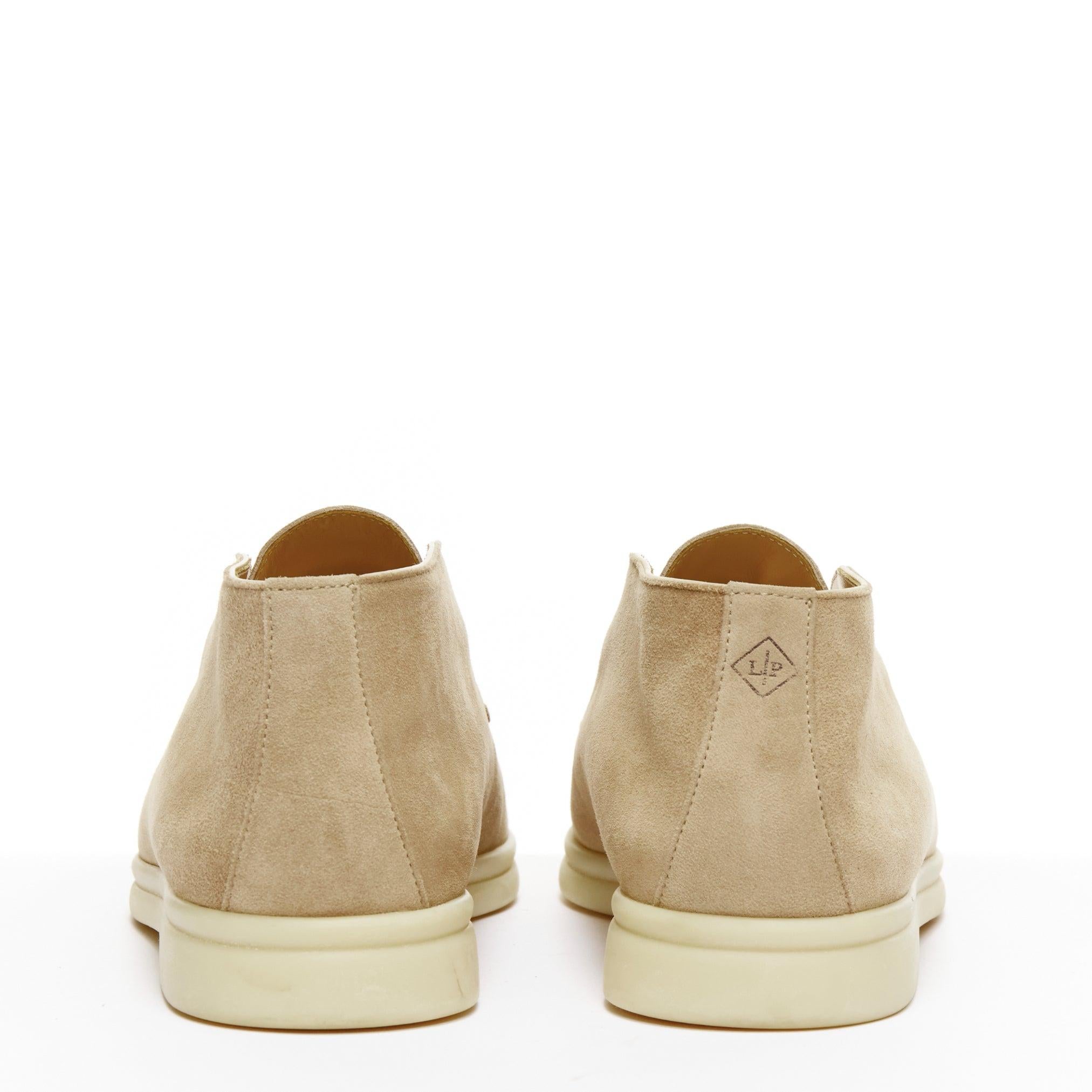 LORO PIANA Open Walk Sandstone beige suede leather mid loafers EU38 1