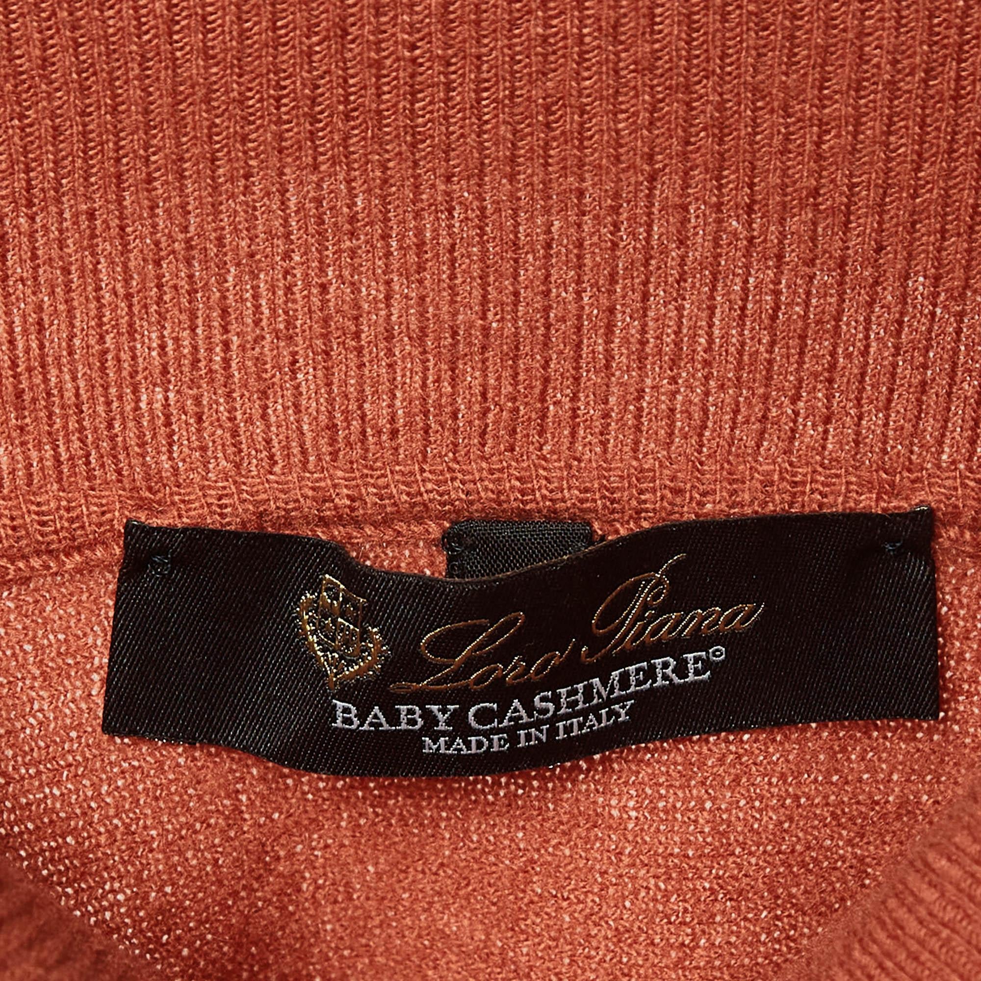 Loro Piana Orange Baby Cashmere Turtle Neck Sweater M Pour hommes en vente