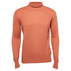 Loro Piana Orange Baby Cashmere Turtle Neck Sweater M